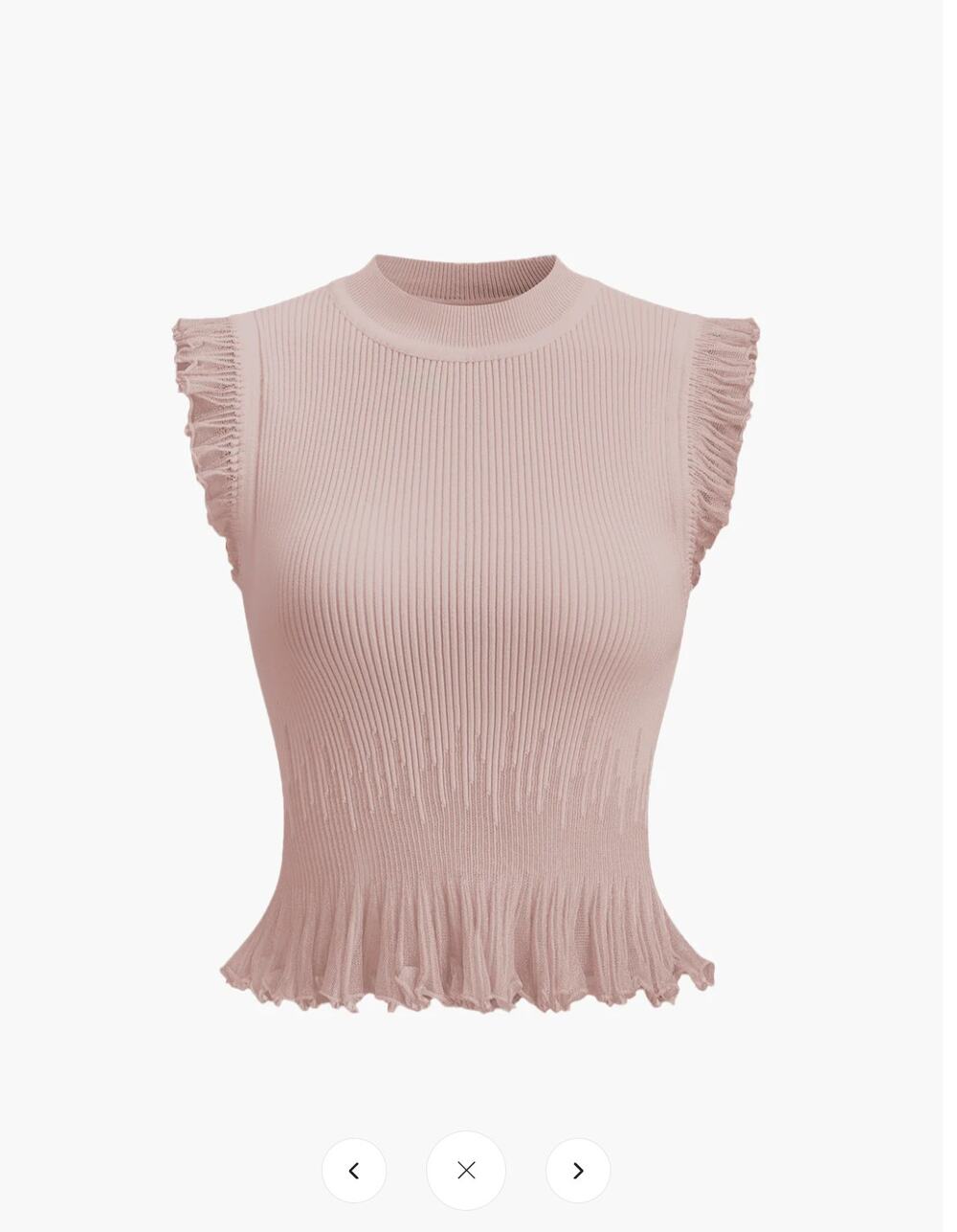NWT Commense Ribbed Knit Ruffle Top Sz XS